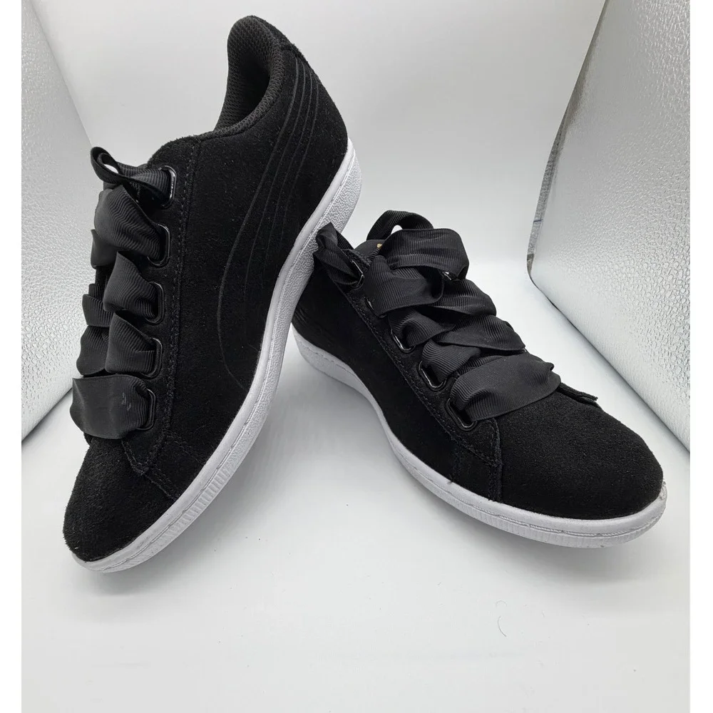 Puma Vikky Ribbon Women's 8.5 Black Solid Regular Fit Modern Elegant Coquette